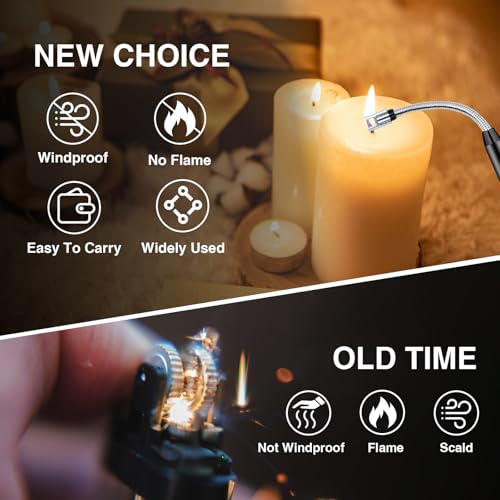 Electric Candle Lighter with 360° Flexible Neck - Black - 2 PCS