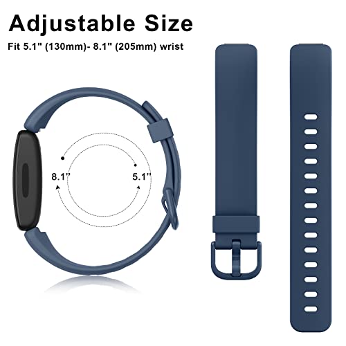 3 Pack Silicone Bands for Fitbit Inspire 2 & Ace 3 - Black, Navy Blue, Gray
