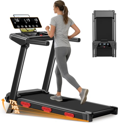 17% Incline Folding Treadmill - 3.0HP Compact Running Machine - Charcoal Grey