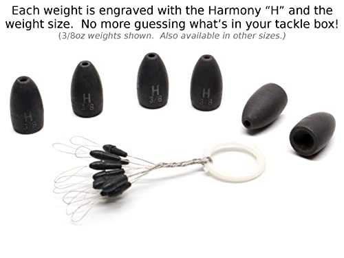 Harmony Fishing Tungsten Flipping Weights 1/2 oz 4-Pack Chip-Proof Coated