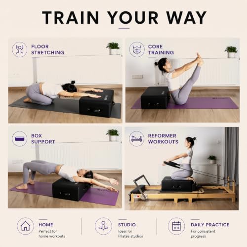 Pilates Sitting Box for Reformer - Black Wooden Exercise Accessory