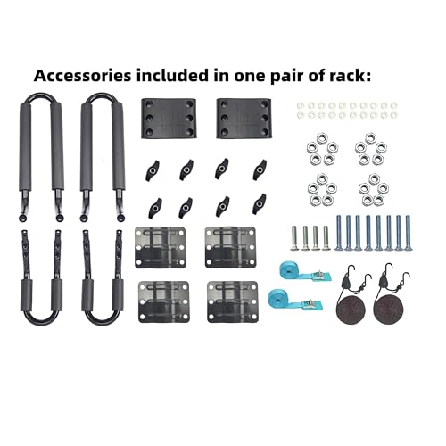 Heavy Duty Kayak Rack - 2 Pairs J-Bar Carrier with Tie-Down Straps