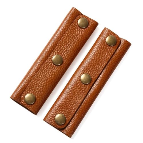 Leather Wrap Luggage Grip Protectors - 2-Piece Set, Brown