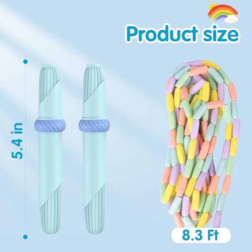 Adjustable Beaded Jump Rope for Kids & Adults - Blue