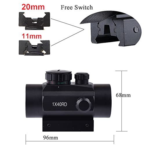 CTOPTIC 1x40mm Red Green Dot Sight with Mount Rails for Rifles, Black