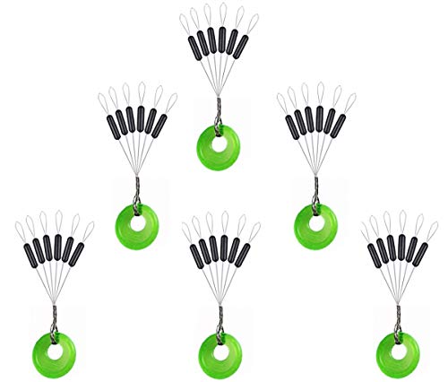 Fishing Float Stopper - 150PCS Rubber Bobber Stops, Black & Colorful Cylinder