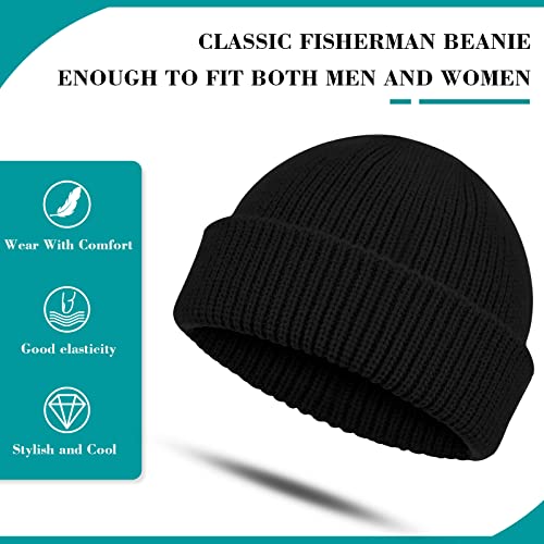 Thicker Knit Trawler Beanie Cap for Men & Women - One Size Black