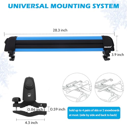 Heavy Duty Ski Rack with Locking Carrier for Skis & Snowboards