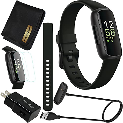 Fitbit Inspire 3 Health & Fitness Tracker - Black Bundle with Bands & Accessories