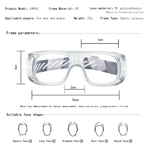 Protective Sports Goggles for Racquetball & Basketball - G8042 Gray Frame White Nose Pad