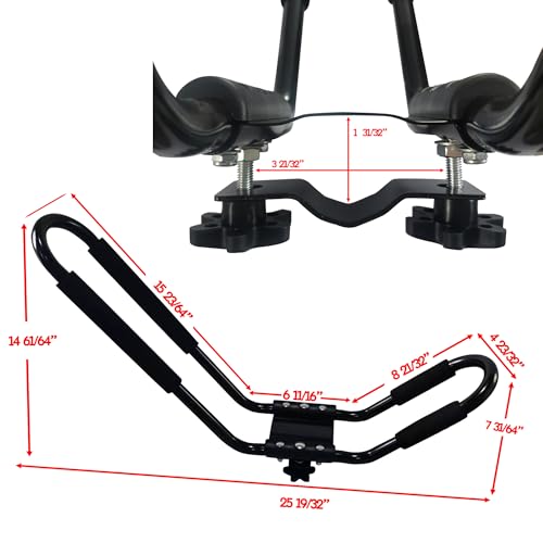 Universal Kayak J-Bar Roof Rack with Tie Down Straps - 4 Pcs