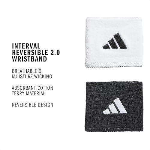 Reversible Wristband - Unisex, Moisture-Wicking, Stretch Fit - White/Black/One Size