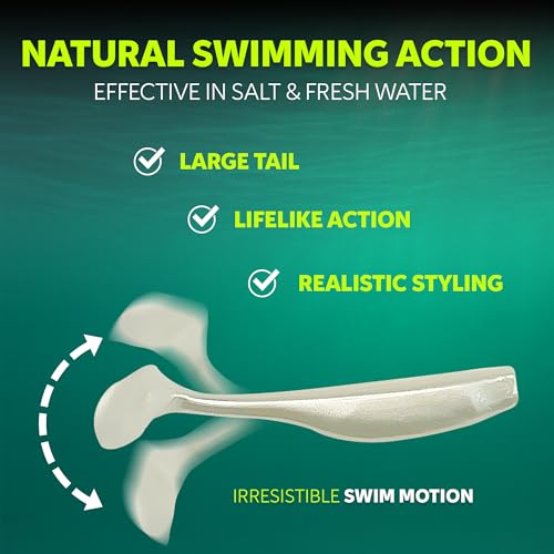 Soft Plastic Paddle Tail Swimbaits - 4 Inch - 12 Pack Pearl White