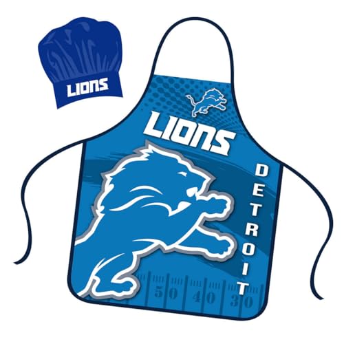 Detroit Lions Chef Hat and Apron Set - Universal Size for Grilling