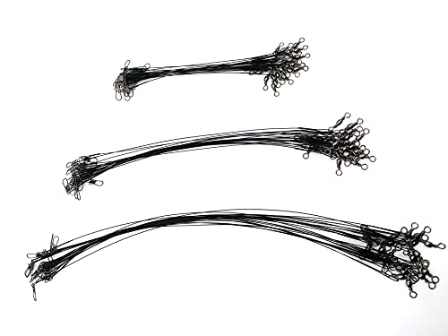 60Pcs Fishing Leaders - Nylon-Coated Wire with Swivels & Snaps, 3 Sizes