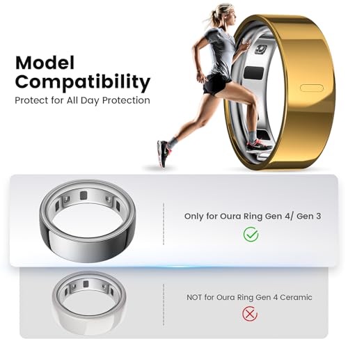TPU Ring Cover for Oura Ring Gen 4/3 - Gold, Size 8 (3 Pack)