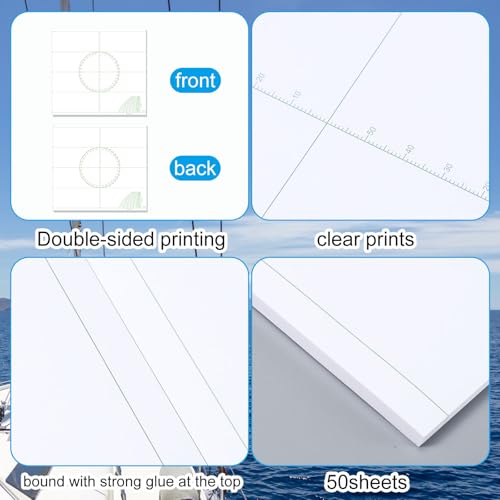 50 Pcs Marine Navigation Plotting Sheets 14x12.9 Inch for Boat Charts