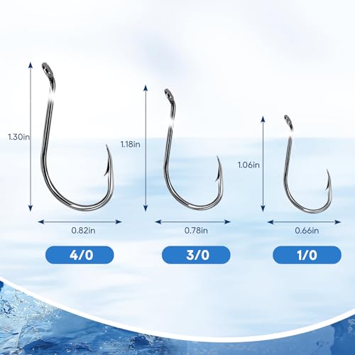 Circle Hooks for Saltwater Fishing - 40pcs Size 3/0
