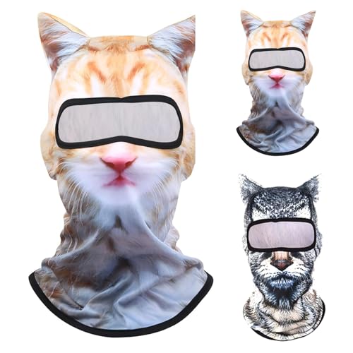 3D Cat Ear Ski Balaclava Face Mask - Cute Animal Design - Yellow