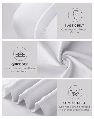 Boys 3/4 Compression Leggings with Pockets - White, X-Large