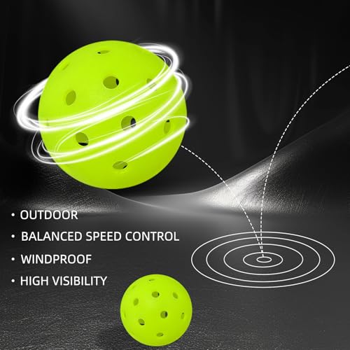 High Bounce Pickleball Balls - 3PC, Crack-Resistant, 40 Holes