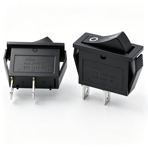 5Pcs 2-Pin Rocker Switch ON/OFF AC 15A/125V - Black KCD3 Narrow Square