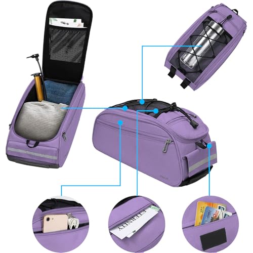 MOSISO Waterproof Bicycle Trunk Bag Pannier Rear Seat Pack - Purple