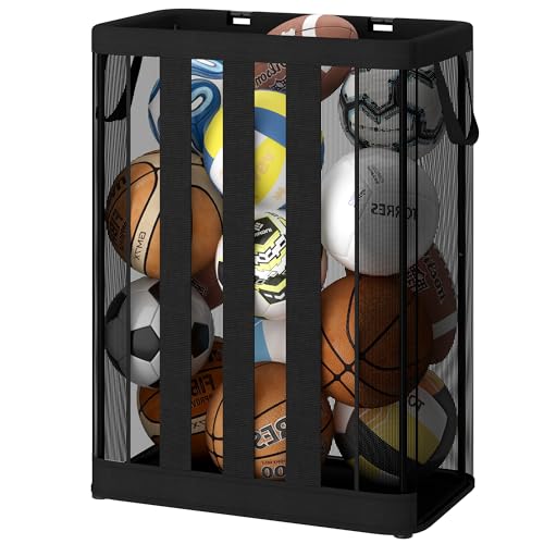 Ball Storage Basket - Wall-Mounted or Freestanding Organizer for 15 Balls