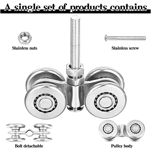 Yexiya 4 Pcs Wheel Trolley Assembly Barn Door Rollers for 1-3/4" Wide and 2-1/4" or Taller Rail Hanging Track, Beam Trolley Applied for Mount Heavy Barn or Shed Sliding Doors