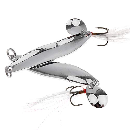 Fishing Spoons Lures Kit - 5 Metal Spinner Baits with Treble Hooks
