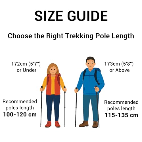 TheFitLife Grey Folding Trekking Poles 100-120cm for Hikers under 5'7"
