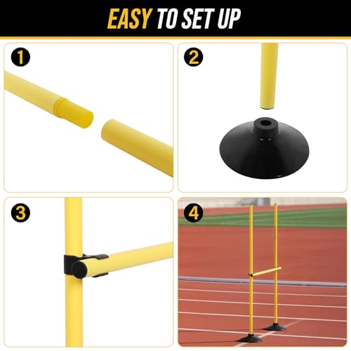 Adjustable Agility Hurdles Set of 3 - Heavy-Duty Training Poles