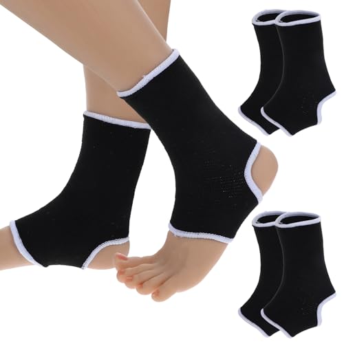 Kids Ankle Brace Compression Sleeves - 2 Pairs Black & White