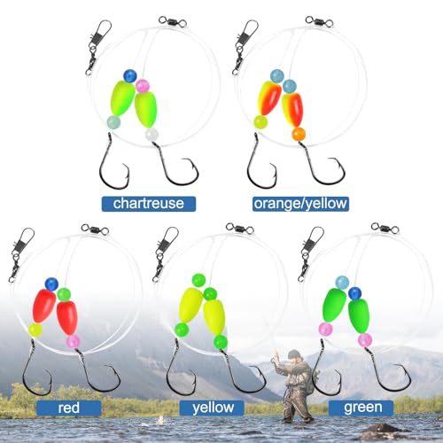 Pompano Rigs for Surf Fishing - Pre-Rigged with Floats & Hooks - 5 Colors, 5pcs