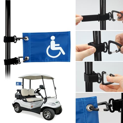 Golf Cart Flag with Straps - Medium Size Double-Sided Design for Golf Courses