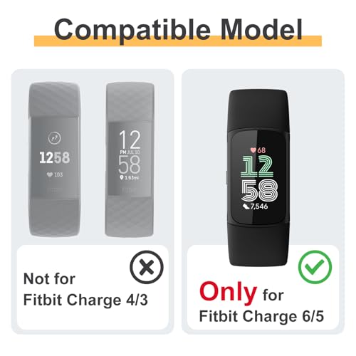 Kimiyaki 6 Pack Flexible TPU Screen Protector & Case Set for Fitbit Charge 6/5 with Colors - Clear, Rose Gold, Pink, Silver