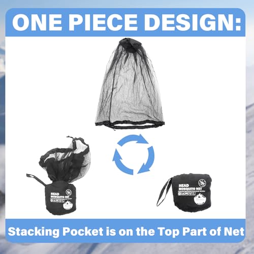 Mosquito Head Net - Black Insect Shield for Outdoor Activities (2pcs)