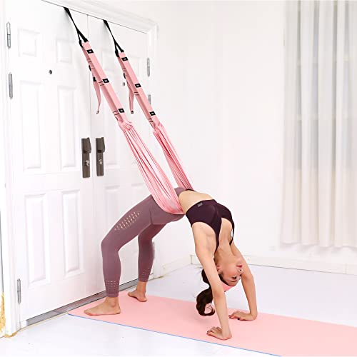 Leg Stretcher Strap with Door Anchor - Flexibility Trainer - Pink