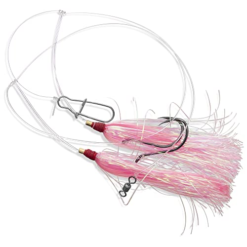 Flounder Hi-Lo Rig with Mylar Teaser - Pink, 1 Pack, 3/0 Hook