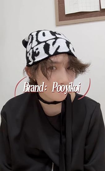 Pooyikoi Brown Y2K Knitted Beanie Hat Men Women Vintage Streetwear Gothic Warm
