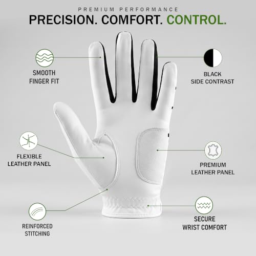 Golf Gloves for Right-Handed Men - Left Hand Glove - Large