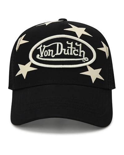 Von Dutch Unisex Americana Star Trucker Hat - Mesh Back, Snap-Back, One Size, Black Star