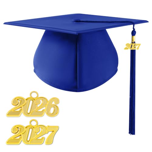 Matte Graduation Cap with Tassel - Royal Blue 2026 2027