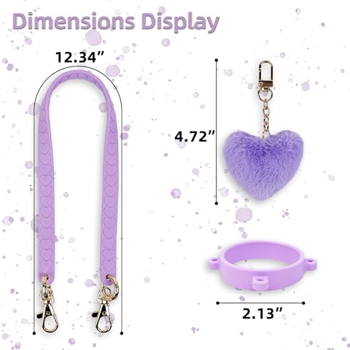 Handle Strap and Heart Charm Set for Owala Water Bottles - Purple