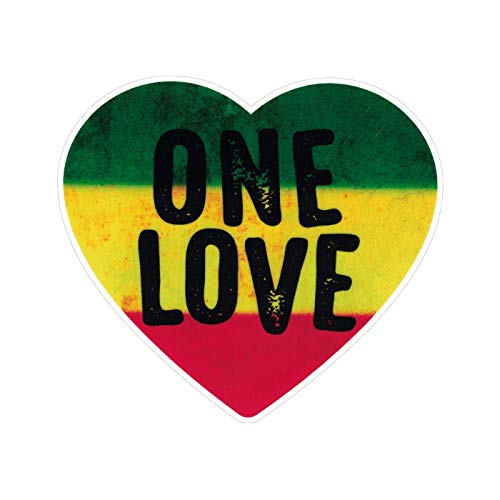 One Love Heart Reggae Sticker - 3.5x4 Inch Decal for Laptops & Water Bottles