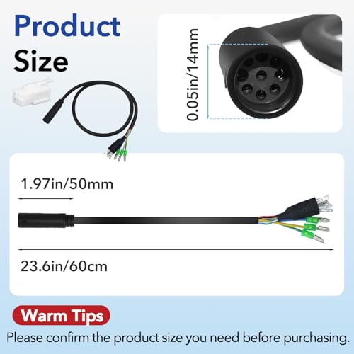 CuraceQ 1PCS Female 9 Pin Waterproof Hub Motor Extension Cable for E-bike 60cm