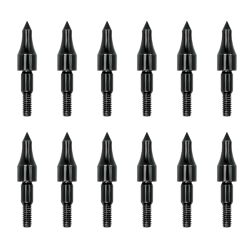 100 Grain Archery Field Points - Screw-In Bullet Tips, 12 Pack
