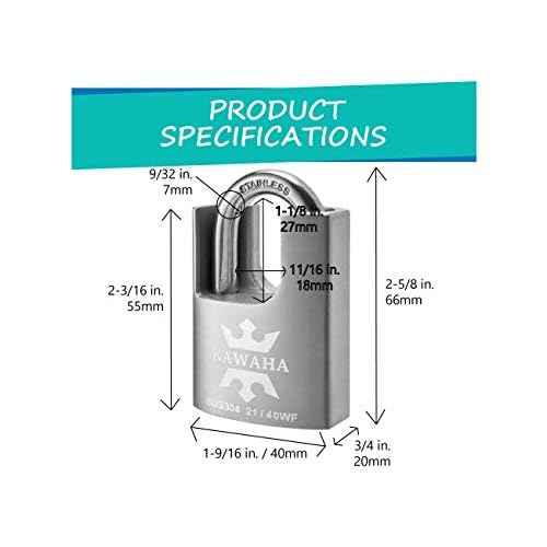 21/40KD-3SK High Security Stainless Steel Shrouded Padlock with Key for Both Indoor and Outdoor use (Heavy Duty, Anti-Rust) (1-9/16 in. (40mm), Keyed Different - 3 Stainless Steel Keys)