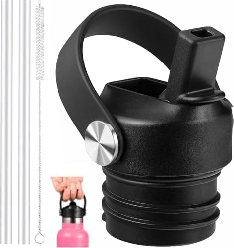 Replacement Straw Lid for Standard Mouth Bottles - Black
