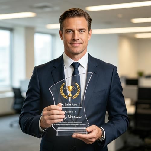Personalized Acrylic Award Plaque - Custom Trophy with Photo & Text - Style 1